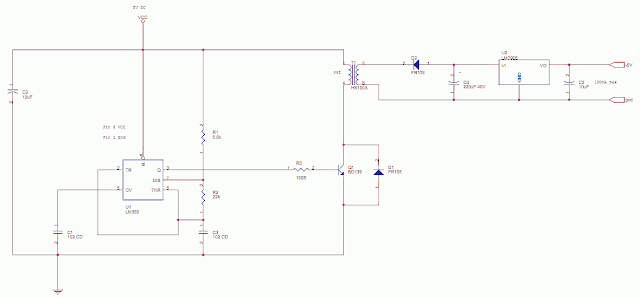 +5 to -5 using a 555 Astable Multivibrator